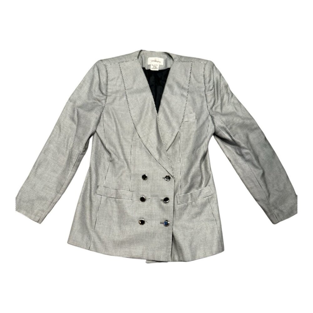 Vintage 90’s Black And White Houndstooth Double Breasted Blazer Women’s Size 10
